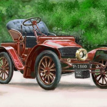 Digital Arts titled "Retro-car" by Andrew Volodutsky, Original Artwork, Digital Painting