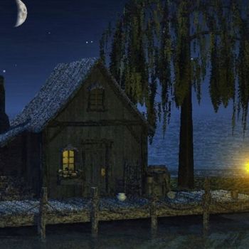 Digital Arts titled "Moonligft night" by Andrew Volodutsky, Original Artwork, Digital Painting