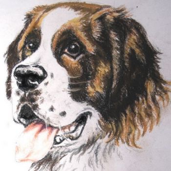 Painting titled "Saint_Bernard_Dog" by Andrew Volodutsky, Original Artwork, Oil