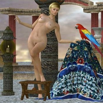 Nude Girl & Parrot