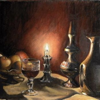 Painting titled "Still Life with can…" by Andrew Volodutsky, Original Artwork, Oil