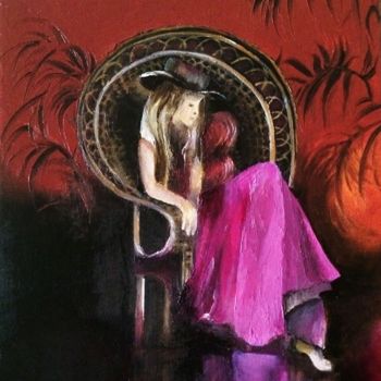 Peinture intitulée "La femme au fauteui…" par Abygala, Œuvre d'art originale, Huile