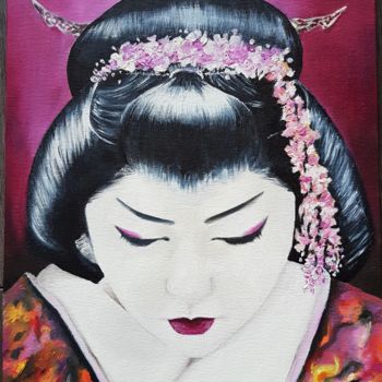 Malarstwo zatytułowany „Geisha.jpg” autorstwa Abygala, Oryginalna praca, Olej