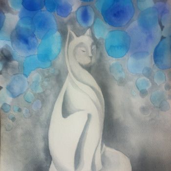 Painting titled "Pensées" by Abygala, Original Artwork, Watercolor