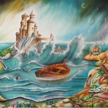 Peinture intitulée "ballade en mer agit…" par Smith Pancarte, Œuvre d'art originale