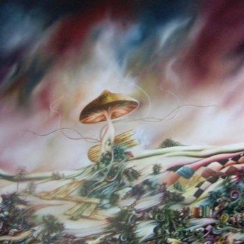 Peinture intitulée "Champignon atomique" par Smith Pancarte, Œuvre d'art originale