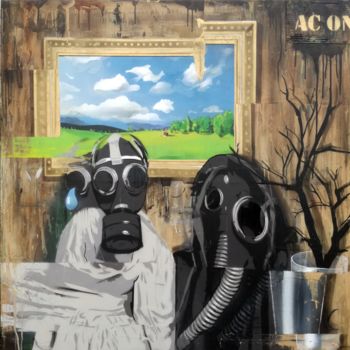 绘画 标题为“bad dream 4” 由Ac1, 原创艺术品, 喷漆 安装在木质担架架上