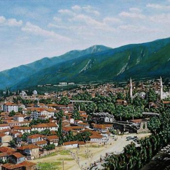 Painting titled "Eski Bursa Panorama…" by Abdullah Cavus, Original Artwork, Oil