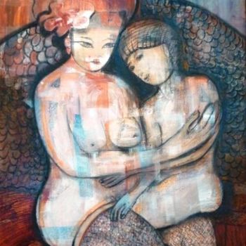 Painting titled "La mère et l'enfant" by Carole Accursi, Original Artwork, Other