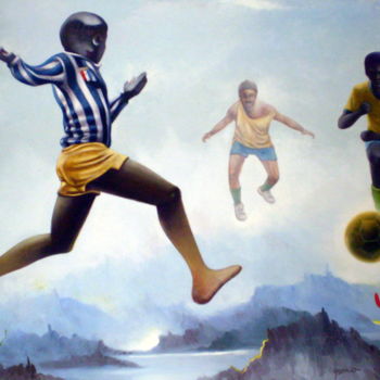 Pittura intitolato "Futebol" da Acencio, Opera d'arte originale, Olio