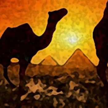 Digitale Kunst getiteld "Sunset in Egypt" door Acesio Amavi, Origineel Kunstwerk, Digitaal Schilderwerk