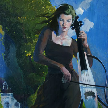 Painting titled "violoniste-1" by Paulchan, Original Artwork, Oil