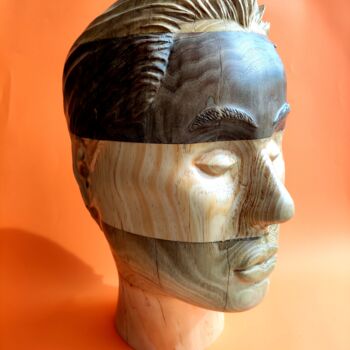 Sculpture titled "Head of a woman" by Achille Chiarello, Original Artwork, Wood