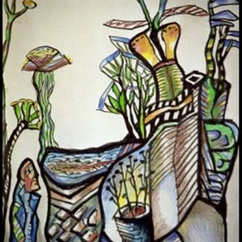 Painting titled "Plantes en danger." by Albert.Chr.Reck, Original Artwork, Acrylic