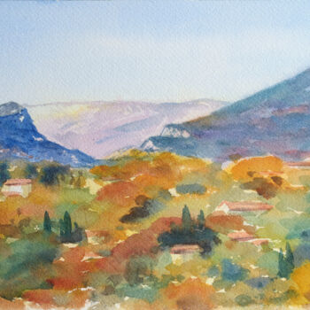 Painting titled "Gorges du Loup, Pro…" by Alain Crousse (ACWATERCOLORS), Original Artwork, Watercolor