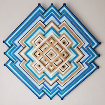 "Blue-brown mandala" başlıklı Tekstil Sanatı Ad tarafından, Orijinal sanat, İplik