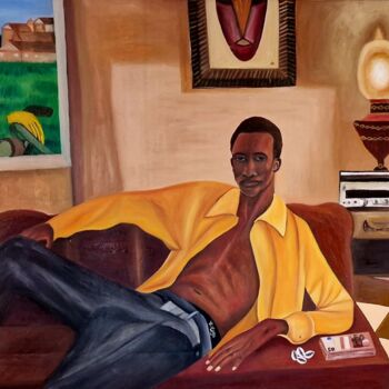 Painting titled "Craftman’s honeymoon" by Adaeze Adinnu, Original Artwork, Oil Mounted on Other rigid panel