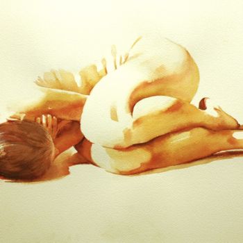 Ζωγραφική με τίτλο "Hugging the Light" από Pauline Adair, Αυθεντικά έργα τέχνης, Ακουαρέλα