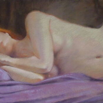 Painting titled "'Sophie Sleeps'" by Pauline Adair, Original Artwork, Oil