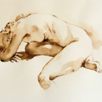 Pintura intitulada "Watercolur Nude" por Pauline Adair, Obras de arte originais, Óleo