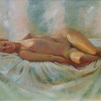 Painting titled "'A Resting Figure'" by Pauline Adair, Original Artwork, Oil