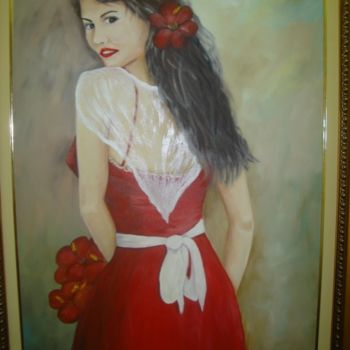 Pintura intitulada "dama de vermelho" por Acuan, Obras de arte originais