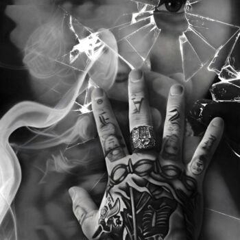 Dibujo titulada "Post Malone" por Adam Krzymowski, Obra de arte original, Grafito