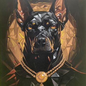 Painting titled "Guardian of the Gol…" by Adam Laabs, Original Artwork, Acrylic Mounted on Wood Stretcher frame