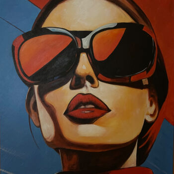 Painting titled "Scarlet Allure" by Adam Laabs, Original Artwork, Oil Mounted on Wood Stretcher frame