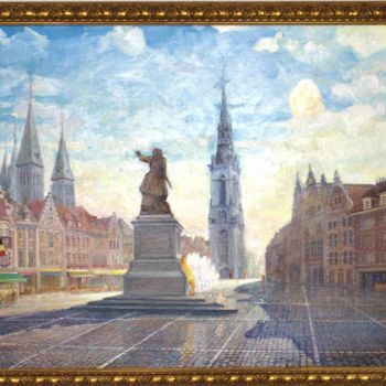 Painting titled "Grande Place Tourna…" by Adam Lobazanov, Original Artwork, Oil