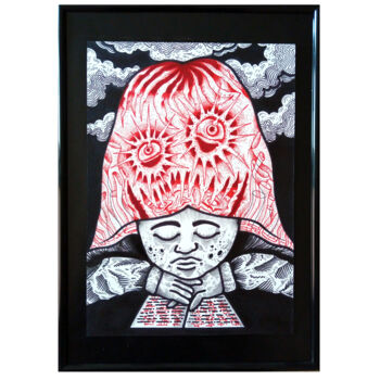 "Sen" başlıklı Resim Adam Mikołaj Iwan tarafından, Orijinal sanat, Işaretleyici Ahşap panel üzerine monte edilmiş