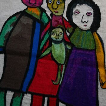 Textile Art titled "La Famille" by Adam Nidzgorski, Original Artwork, Tapestry