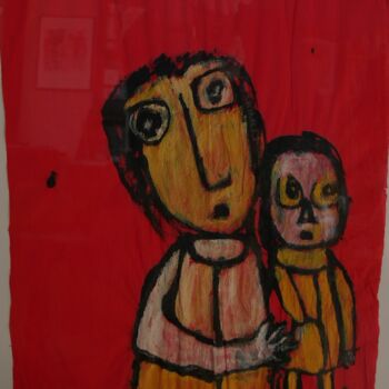 Peinture intitulée "Le fils à maman" par Adam Nidzgorski, Œuvre d'art originale, Gouache