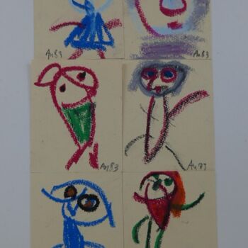 绘画 标题为“Mes copines” 由Adam Nidzgorski, 原创艺术品, 粉笔 安装在纸板上