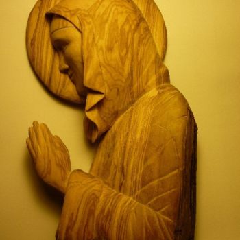 Скульптура под названием "Madonna in preghiera" - Adam Posch, Подлинное произведение искусства, Дерево