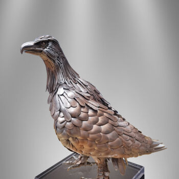 Sculptuur getiteld "L'aigle Pêcheur" door Adda Merzougui, Origineel Kunstwerk, Metalen
