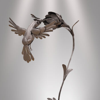 Sculpture intitulée "Le colibri (ou de l…" par Adda Merzougui, Œuvre d'art originale, Métaux