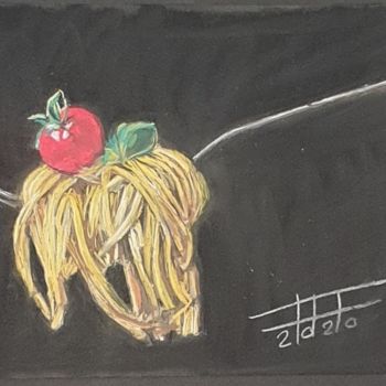 Pintura titulada "Yummy spaghetti" por Adel Fahmi, Obra de arte original, Pastel