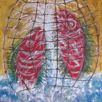 Painting titled "LA PESCA / FISHING" by Adela Casado Cano, Original Artwork, Acrylic