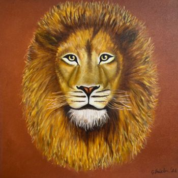 Painting titled "“The Lion”" by Adela Izabela Ștefan, Original Artwork, Oil