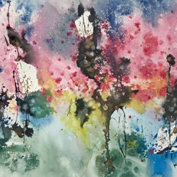 Painting titled "Amour" by Adela Toulouse, Original Artwork, Watercolor