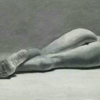 Pintura intitulada "Sleeping nude" por Adela V, Obras de arte originais, Óleo Montado em Cartão
