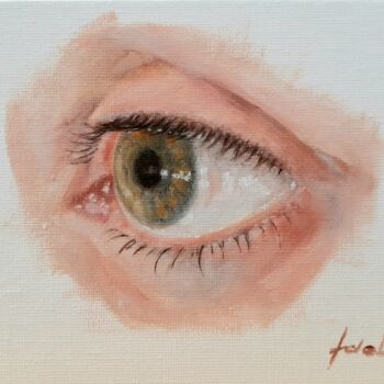 Pintura titulada "An Eye Oil Painting…" por Adela V, Obra de arte original, Oleo Montado en Cartulina