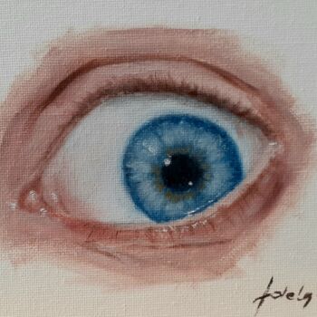 Painting titled "An Eye Oil Painting…" by Adela V, Original Artwork, Oil Mounted on Cardboard