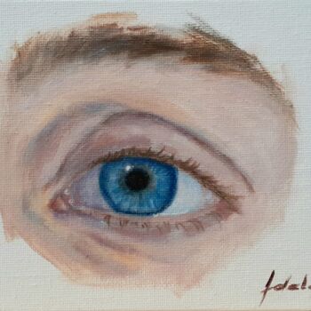 Peinture intitulée "An Eye Oil Painting…" par Adela V, Œuvre d'art originale, Huile Monté sur Carton