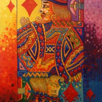 Pittura intitolato "Playing Card" da Adel Al-Abbasi, Opera d'arte originale, Olio