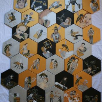 Peinture intitulée "La ruche" par Adélaïde Simon, Œuvre d'art originale, Acrylique