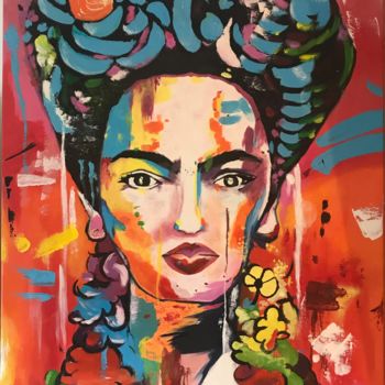 Painting titled "Frida Kahlo" by Adele Laviron, Original Artwork, Oil