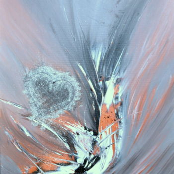 Painting titled "Un coeur enneigé" by Adelia Martins, Original Artwork, Acrylic Mounted on Wood Stretcher frame