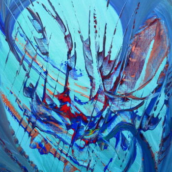 Schilderij getiteld "Le bleu, couleur de…" door Adelia Martins, Origineel Kunstwerk, Acryl Gemonteerd op Frame voor houten b…